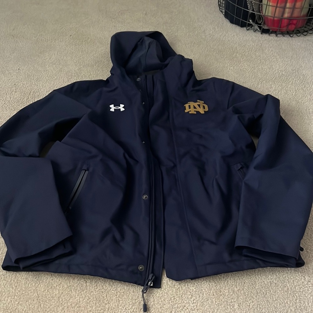 Notre Dame navy blue raincoat from Under Armour, NWOT